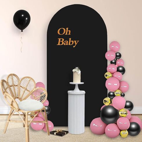 7.2 FT Arch Backdrop Cover, Spandex Wedding Black Arch Cover Stretchy Backdrop for Chiara Stand Baby Shower Birthday Balloon Decor 7.2FT Black in Saudi Arabia