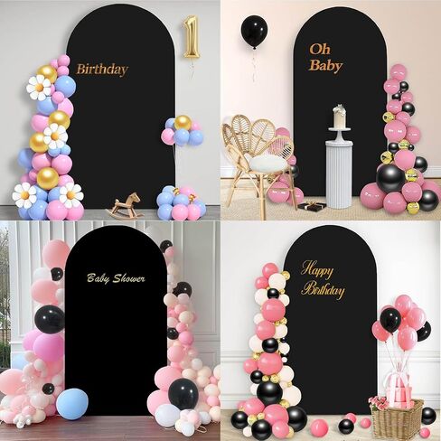 7.2 FT Arch Backdrop Cover, Spandex Wedding Black Arch Cover Stretchy Backdrop for Chiara Stand Baby Shower Birthday Balloon Decor 7.2FT Black in Saudi Arabia