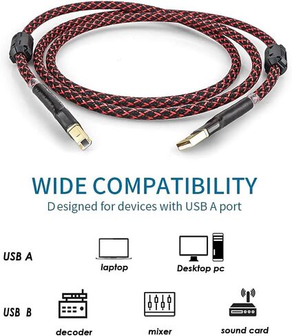 Tertullus HiFi USB 2.0 كابل USB A إلى USB B كابل صوت رقمي كابل صوتي (1 متر/3.28 قدم) in Saudi Arabia