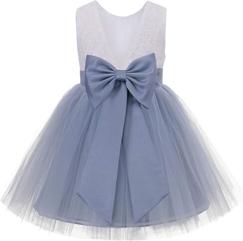 V-Back Backless Lace Junior Flower Girl Dress Christening Reception 206T in Kuwait