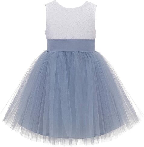 V-Back Backless Lace Junior Flower Girl Dress Christening Reception 206T in Kuwait