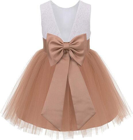 V-Back Backless Lace Junior Flower Girl Dress Christening Reception 206T in Kuwait
