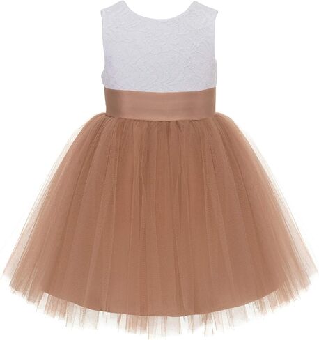 V-Back Backless Lace Junior Flower Girl Dress Christening Reception 206T in Kuwait