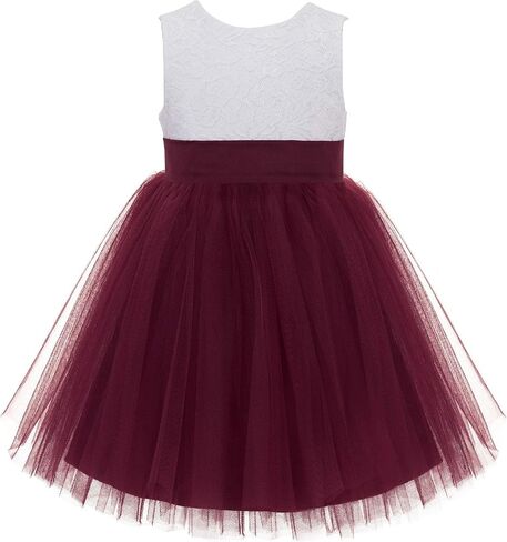 V-Back Backless Lace Junior Flower Girl Dress Christening Reception 206T in Kuwait