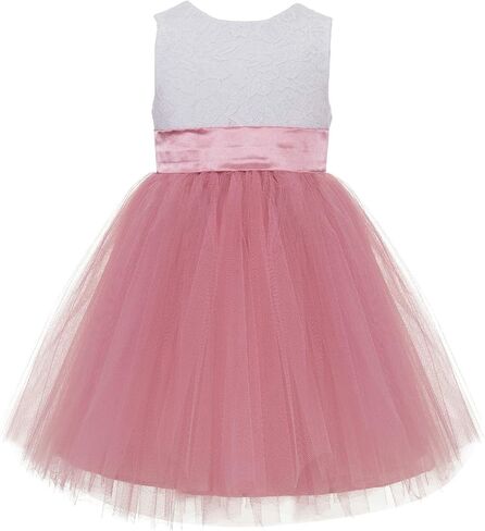 V-Back Backless Lace Junior Flower Girl Dress Christening Reception 206T in Kuwait