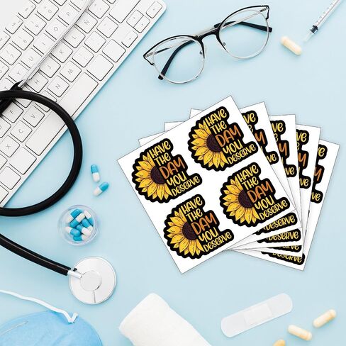 YAZMEEN 20 Pcs Funny Sunflower Stickers 2.5" Have The Day You Deserve Inspirational Stickers Decals for Water Bottle Laptop Phone Funny Work Accessories Gifts for Office Worker Nurse Doctor Teacher in Saudi Arabia