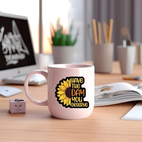 YAZMEEN 20 Pcs Funny Sunflower Stickers 2.5" Have The Day You Deserve Inspirational Stickers Decals for Water Bottle Laptop Phone Funny Work Accessories Gifts for Office Worker Nurse Doctor Teacher in Saudi Arabia
