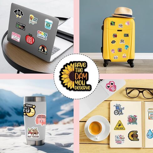 YAZMEEN 20 Pcs Funny Sunflower Stickers 2.5" Have The Day You Deserve Inspirational Stickers Decals for Water Bottle Laptop Phone Funny Work Accessories Gifts for Office Worker Nurse Doctor Teacher in Saudi Arabia