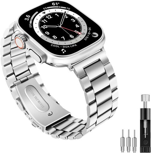 سوار ARVOK من الفولاذ المقاوم للصدأ متوافق مع ساعة Apple 41 مم 40 مم 38 مم، حزام معدني لسلسلة iWatch Ultra 8 7 6 5 4 3 2 1 SE SE2 للنساء والرجال in Saudi Arabia
