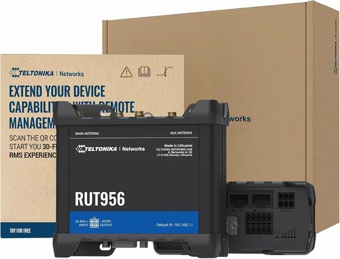 Teltonika RUT956 Industrial Cellular WiFi Router - 4G LTE (CAT 4), 3G, 2G Connectivity - Multiple Interfaces with GNSS Capabilities - Auto WAN Failover, Dual SIM Internet Router (TELRUT956A00A00) in Saudi Arabia
