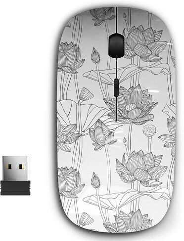 2.4G Ergonomic Portable USB Wireless Mouse for PC, Laptop, Computer, Notebook with Nano Receiver (Linear Lotus Flower) in Saudi Arabia
