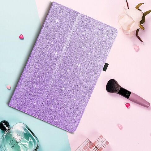 Case for All-New Amazon Fire HD 10 Tablet (7th / 9th Generation, 2017 / 2019 Release), Fingic Luxury Sparkly Folding Stand Cover with Stylus Holder Auto Wake/Sleep Smart Case for Fire HD 10.1 , Purple in Saudi Arabia