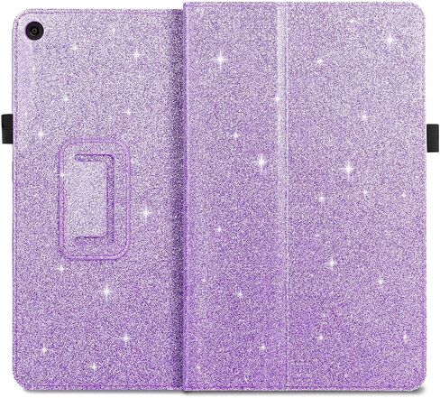 Case for All-New Amazon Fire HD 10 Tablet (7th / 9th Generation, 2017 / 2019 Release), Fingic Luxury Sparkly Folding Stand Cover with Stylus Holder Auto Wake/Sleep Smart Case for Fire HD 10.1 , Purple in Saudi Arabia