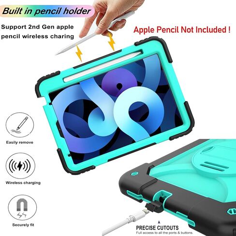 LTROP Case for iPad Air 5th/4th Generation 10.9 Inch(2022/2020),iPad Air 5/4 Case, iPad Pro 11 Case 2021/2020/2018,Pencil Holder/Swivel Stand/Shoulder Hand Strap Case for iPad 10.9 & Pro 11, Aqua Teal in Saudi Arabia