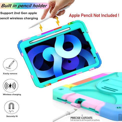 LTROP Case for iPad Air 5th/4th Generation 10.9 Inch(2022/2020),iPad Air 5/4 Case, iPad Pro 11 Case 2021/2020/2018,Pencil Holder/Swivel Stand/Shoulder Hand Strap Case for iPad 10.9 & Pro 11, Aqua Teal in Saudi Arabia