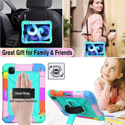 LTROP Case for iPad Air 5th/4th Generation 10.9 Inch(2022/2020),iPad Air 5/4 Case, iPad Pro 11 Case 2021/2020/2018,Pencil Holder/Swivel Stand/Shoulder Hand Strap Case for iPad 10.9 & Pro 11, Aqua Teal in Saudi Arabia
