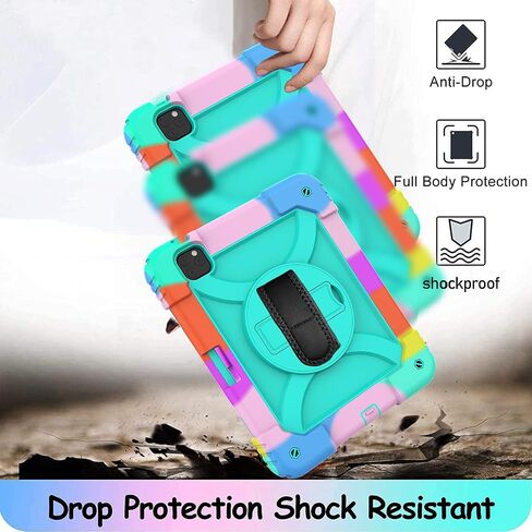 LTROP Case for iPad Air 5th/4th Generation 10.9 Inch(2022/2020),iPad Air 5/4 Case, iPad Pro 11 Case 2021/2020/2018,Pencil Holder/Swivel Stand/Shoulder Hand Strap Case for iPad 10.9 & Pro 11, Aqua Teal in Saudi Arabia