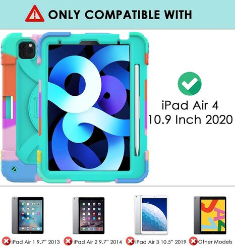 LTROP Case for iPad Air 5th/4th Generation 10.9 Inch(2022/2020),iPad Air 5/4 Case, iPad Pro 11 Case 2021/2020/2018,Pencil Holder/Swivel Stand/Shoulder Hand Strap Case for iPad 10.9 & Pro 11, Aqua Teal in Saudi Arabia