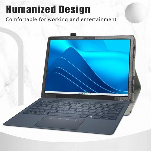 Compatible with Dell Latitude 7350 Detachable case,PU Leather Slim Folding Stand Cover for 11.5" Dell Latitude 7350 Detachable Tablet(Not Fit Other Tablet),Black in Kuwait