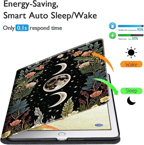 لحافظة الكمبيوتر اللوحي Fire HD 10 الجديدة كليًا (الجيل الثالث عشر، إصدار 2023 فقط) غطاء ذكي بحامل قابل للتعديل من جلد البولي يوريثان مقاس 10.1 بوصة مع تنبيه/غفو تلقائي لجهاز Fire Tablet 10 2023، زهرة القمر ستار in Kuwait