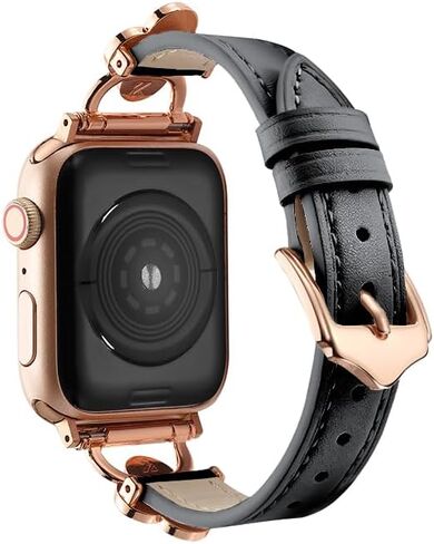 Bling Clover Leather Band Compatible with Apple Watch Women 38mm 40mm 41mm 42mm(2024 series 10) 44mm 45mm 46mm 49mm, Sparkling Diamond Strap for iWatch Series 10 9 8 SE 7 6 5 4 3 2 1 Ultra 1/2 in Saudi Arabia