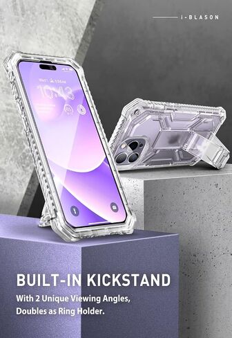 i-Blason Armorbox for iPhone 14 Pro Max Case with Stand [Built-in Screen Protector] [Military-Grade Protection] Full-Body Rugged Protective Bumper Case with Kickstand & Belt Clip Holster (Black) in Kuwait