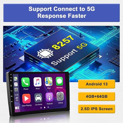 Hikity 8 Core 4+64GB Android 13 Double Din Car Stereo Wireless Carplay، شاشة لمس 9 بوصة Android Auto Car Radio يدعم GPS Navigation Bluetooth FM DSP Split Screen 59UI in Saudi Arabia