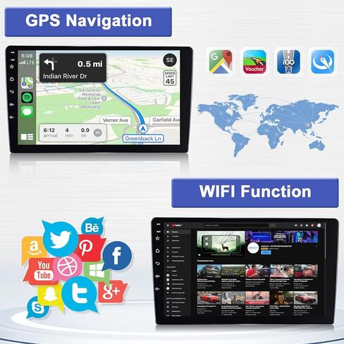Hikity 8 Core 4+64GB Android 13 Double Din Car Stereo Wireless Carplay، شاشة لمس 9 بوصة Android Auto Car Radio يدعم GPS Navigation Bluetooth FM DSP Split Screen 59UI in Saudi Arabia