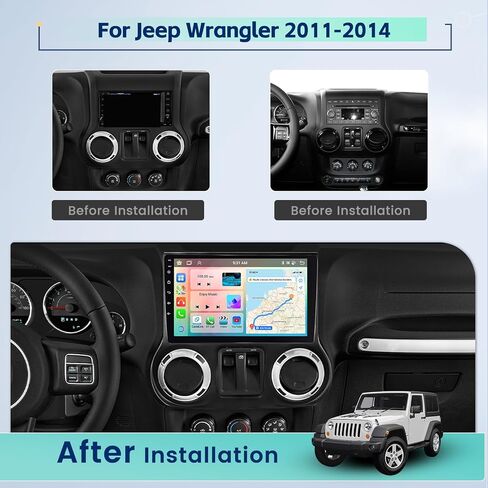 8 Core 4+64GB Android 13 Upgrade Radio Kit for Jeep Wrangler 2011-2014 with Wireless Carplay & Android Auto, 10.1 Inch Touchscreen Stereo Replacement GPS Unit WiFi 32EQ DSP 59UI Backup Camera in Saudi Arabia