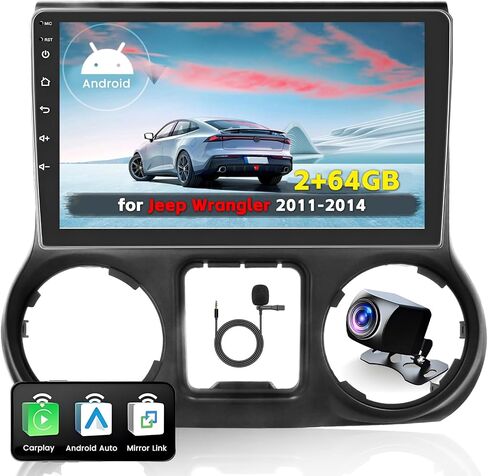 8 Core 4+64GB Android 13 مجموعة راديو ترقية لسيارة Jeep Wrangler 2011-2014 مع Carplay اللاسلكي وAndroid Auto، 10.1 بوصة تعمل باللمس ستيريو استبدال وحدة GPS WiFi 32EQ DSP 59UI كاميرا احتياطية in Saudi Arabia