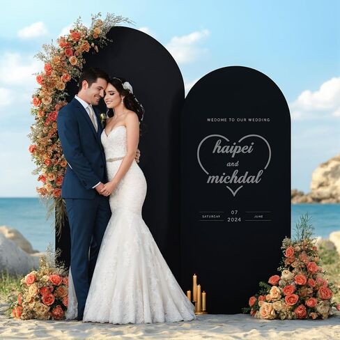 Yellow Arch Backdrop Covers - 7.2FT, 6FT Spandex Fitted Wedding Arch Stand Covers Round Top Chiara Arch Backdrop Cover for Wedding Birthday Party Decoration in Saudi Arabia