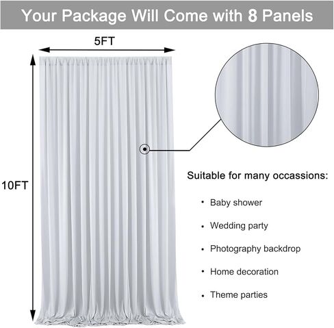10x10 Black Backdrop Curtain for Parties, Wedding Wrinkle Free Black Photo Curtains,Backdrop Drapes Fabric Decoration for Graduation Baby Shower 5ft x 10ft,2 Panels in Kuwait