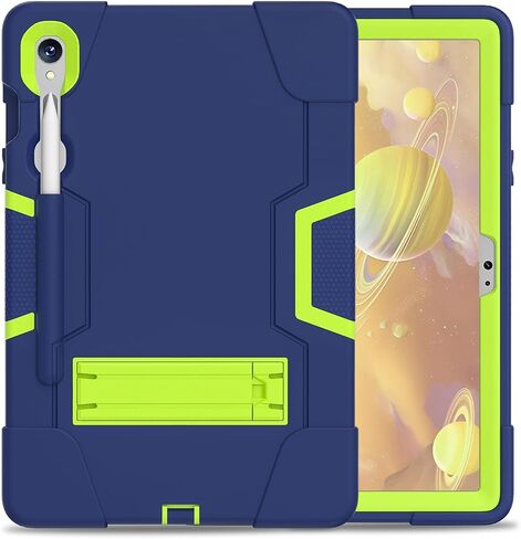 Case for Galaxy Tablet S9 FE & S9 2023 (SM-X710/X718U/X716B/X510/X516B), Soft Silicone & Hard Pc 3-Layer Military Protector Cover for Tab S9 11" with S-Pen Holder Stand case Black+Rose Red in Kuwait
