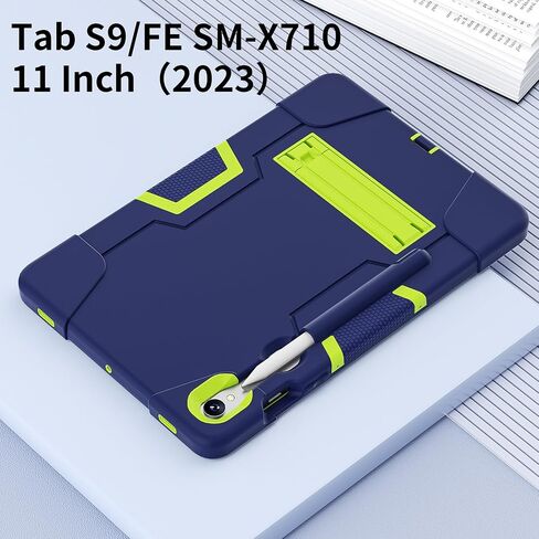 Case for Galaxy Tablet S9 FE & S9 2023 (SM-X710/X718U/X716B/X510/X516B), Soft Silicone & Hard Pc 3-Layer Military Protector Cover for Tab S9 11" with S-Pen Holder Stand case Black+Rose Red in Kuwait