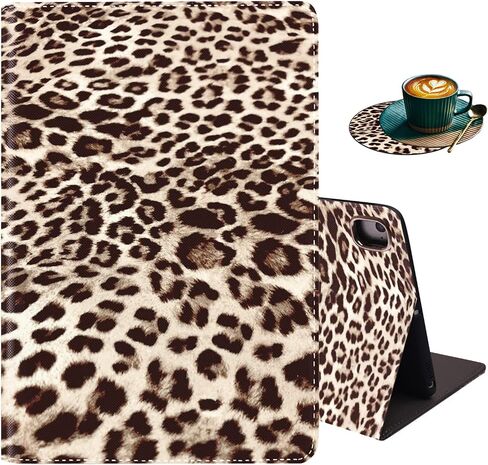 for iPad 9.7 2018/2017 Case, iPad Air/Air 2 Case, Lightweight Shock-Proof Bracket Case with Wake Up/Sleep Auto for iPad 6th/5th Gen - Leopard Print (with Coasters) in Saudi Arabia