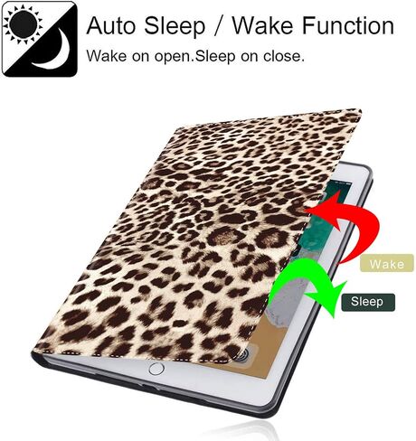for iPad 9.7 2018/2017 Case, iPad Air/Air 2 Case, Lightweight Shock-Proof Bracket Case with Wake Up/Sleep Auto for iPad 6th/5th Gen - Leopard Print (with Coasters) in Saudi Arabia