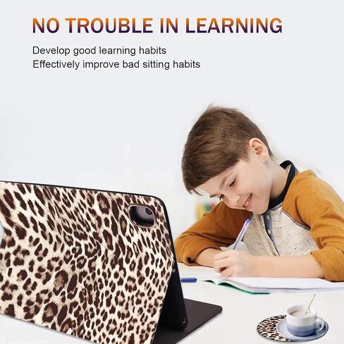 for iPad 9.7 2018/2017 Case, iPad Air/Air 2 Case, Lightweight Shock-Proof Bracket Case with Wake Up/Sleep Auto for iPad 6th/5th Gen - Leopard Print (with Coasters) in Saudi Arabia