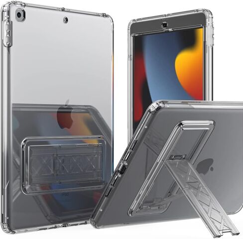 حافظة Puxicu شفافة لجهاز iPad 10.2 بوصة 7th / 8th / 9th Gen (2019/2020/2021)، غطاء مقاوم للصدمات مع واقي شاشة مدمج بمسند لجهاز iPad 9 8 7 Gen 10.2 بوصة- شفاف in Kuwait
