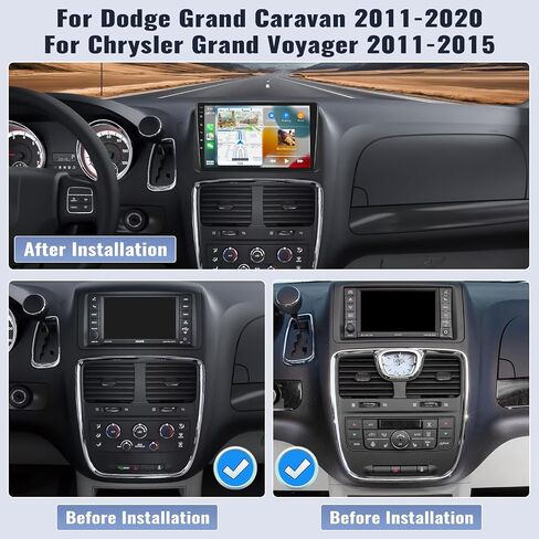 راديو سيارة SIXWIN 2G+64G Android 13 لسيارة Dodge Grand Caravan 2011-2020 / لكرايسلر Grand Voyager 2011-2015 شاشة لمس 9 بوصة مع CarPlay Android Auto Bluetooth FM GPS HiFi WiFi SWC كاميرا احتياطية in Saudi Arabia