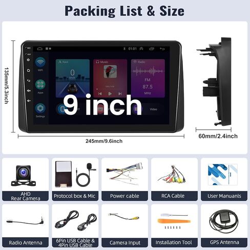راديو سيارة SIXWIN 2G+64G Android 13 لسيارة Dodge Grand Caravan 2011-2020 / لكرايسلر Grand Voyager 2011-2015 شاشة لمس 9 بوصة مع CarPlay Android Auto Bluetooth FM GPS HiFi WiFi SWC كاميرا احتياطية in Saudi Arabia