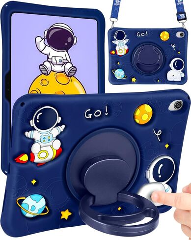 for iPad Air 11 Inch Case M2 2024 Girls Cute Cat Kawaii Cover Girly 3D Cartoon Women Kitten with Rotating Handle Stand & Strap Soft Silicone Funda for iPad Air M2 Case 11 Inch in Saudi Arabia