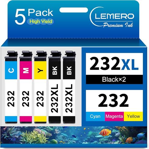 LEMERO 232XL Ink Cartridges Combo Pack Remanufactured for Epson 232 Ink Cartridge 232 XL T232 Work with Epson Expression Home XP-4200 XP-4205 Workforce WF-2930 WF-2950 Printer (5 Pack) in Saudi Arabia