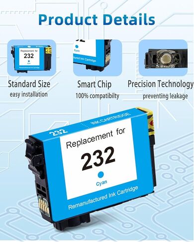 مجموعة خراطيش حبر LEMERO 232XL مُعاد تصنيعها لخرطوشة حبر Epson 232 232 XL T232 تعمل مع طابعة Epson Expression Home XP-4200 XP-4205 Workforce WF-2930 WF-2950 (5 عبوات) in Kuwait