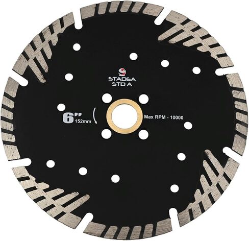 Stadea SBD104K Diamond Saw Blade 6-Inch Continuous Turbo Dry Cutting - Cuts Granite, Quartz, Engineered Stone Fits Grinder, Saw Cutter, 8 MM Segments - Pack of 1 in Saudi Arabia