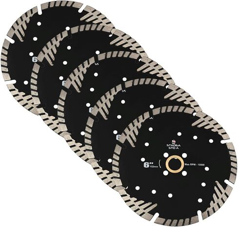 Stadea SBD104K Diamond Saw Blade 6-Inch Continuous Turbo Dry Cutting - Cuts Granite, Quartz, Engineered Stone Fits Grinder, Saw Cutter, 8 MM Segments - Pack of 1 in Saudi Arabia