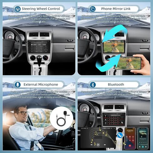 ستيريو سيارة لسيارة دودج كاليبر 2009-2012 - راديو بشاشة لمس 10 بوصة 2+64G Android مع Carplay لاسلكي وAndroid Auto، WiFi/GPS/SWC + كاميرا احتياطية AHD in Saudi Arabia