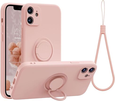 ABITKU متوافق مع حافظة iPhone 12، سيليكون مع حامل مسند حلقي 360 درجة (يدعم حامل السيارة المغناطيسي) قماش حريري ناعم من الألياف الدقيقة مصمم لهاتف iPhone 12 6.1 بوصة 2020 (نعناعي)... in Kuwait