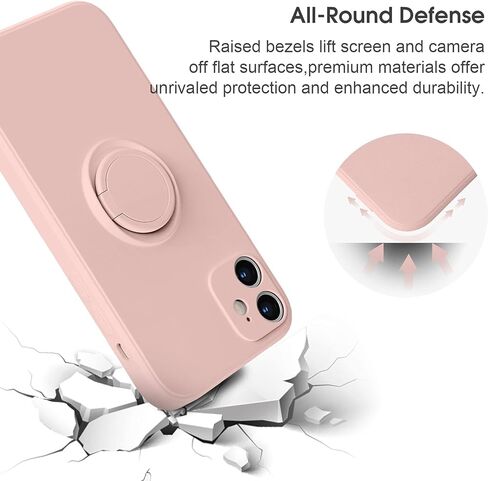 ABITKU متوافق مع حافظة iPhone 12، سيليكون مع حامل مسند حلقي 360 درجة (يدعم حامل السيارة المغناطيسي) قماش حريري ناعم من الألياف الدقيقة مصمم لهاتف iPhone 12 6.1 بوصة 2020 (نعناعي)... in Kuwait