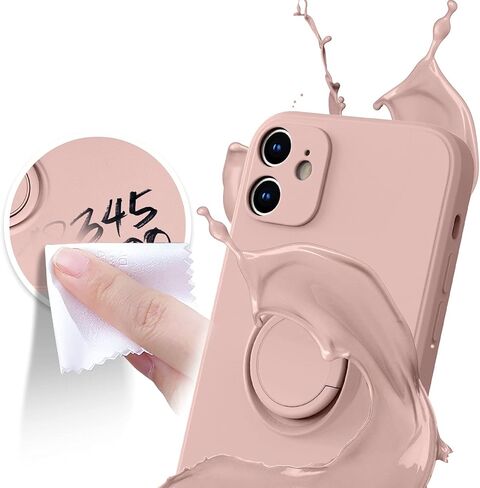 ABITKU متوافق مع حافظة iPhone 12، سيليكون مع حامل مسند حلقي 360 درجة (يدعم حامل السيارة المغناطيسي) قماش حريري ناعم من الألياف الدقيقة مصمم لهاتف iPhone 12 6.1 بوصة 2020 (نعناعي)... in Kuwait