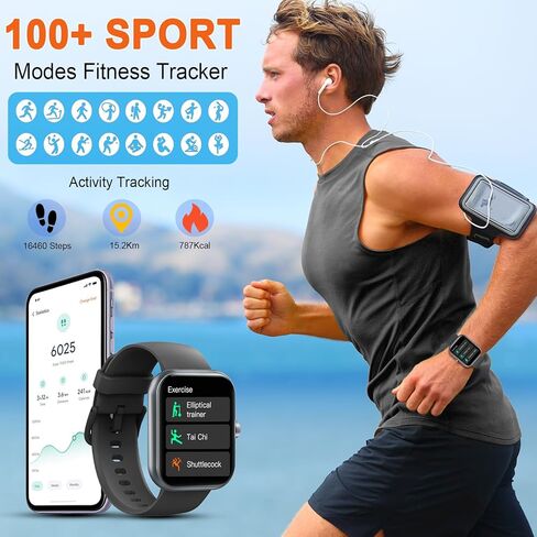 Smart Watch (Answer/Make Calls), 1.96" Smart Watches for Men Women 110+ Sport Modes Fitness Watch with Sleep Heart Rate Monitor, Pedometer in Saudi Arabia